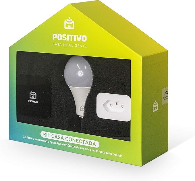 Kit Casa Conectada Positivo Casa Inteligente, 3 Itens (1x Smart Controle Universal, 1x Smart Plug Wi-Fi, 1x Smart Lâmpada Wi-Fi), Bivolt, Compatível com Alexa e Google Assistente